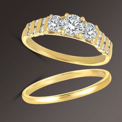 Everlasting Love 1 cttw Round Diamond Anniversary Rings in 10k Yellow Gold_in Size 7