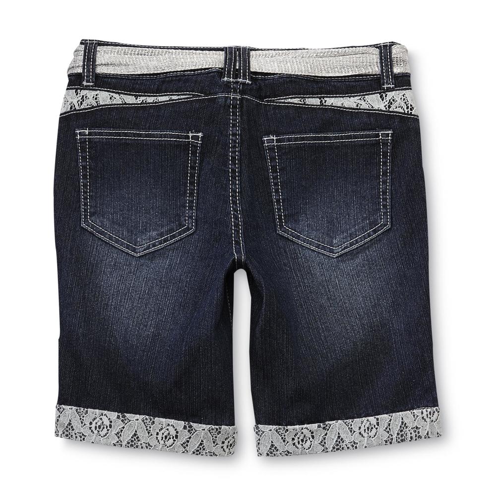 Route 66 Girl's Denim Shorts & Belt - Lace