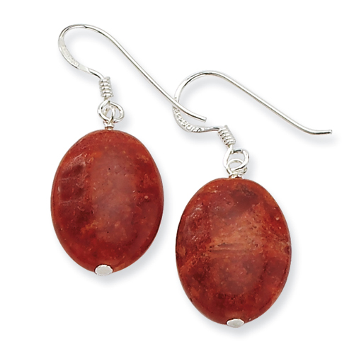 goldia Sterling Silver Red Reconstructed Stone Dangle Earrings