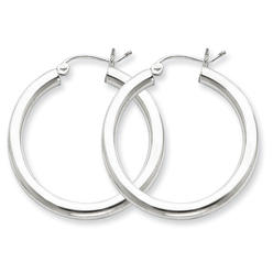 Goldia Action Rubber Industrial Suppl Reflection Beads QE809 3 mm Sterling Silver Rhodium-Plated 3 Round Hoop Earrings