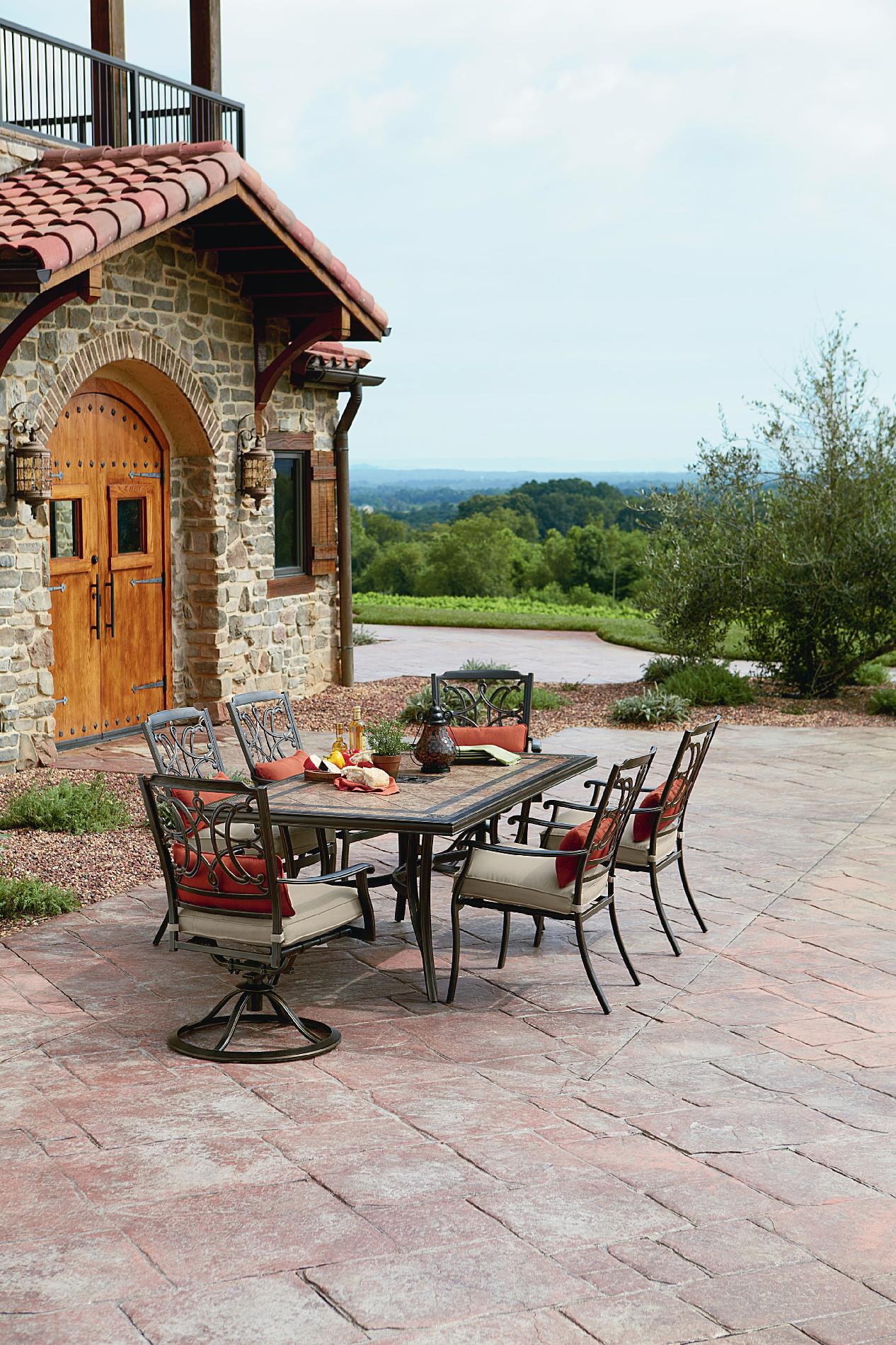 Agio International Aaf 03500 19917 Tuscany Outdoor 7 Piece Patio Dining Set Featuring Sunbrella Fabric American Freight Sears Outlet