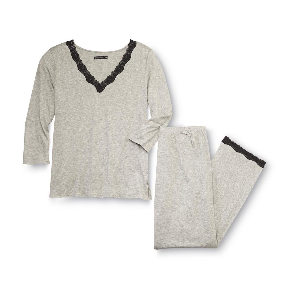 Covington Women's Pajama Shirt & Pants - Lace Trim