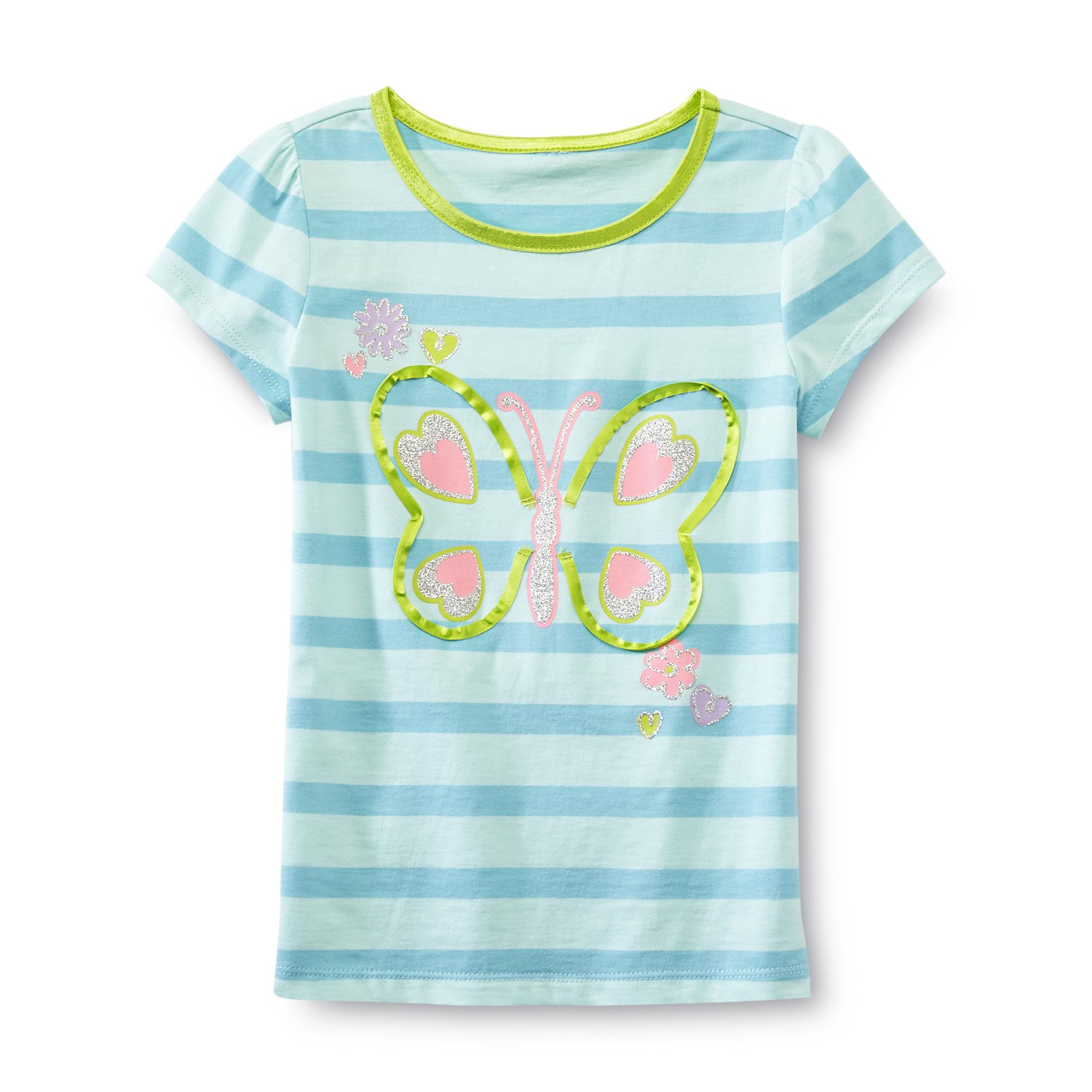 Toughskins Girl's Cap Sleeve Top - Butterfly & Stripe