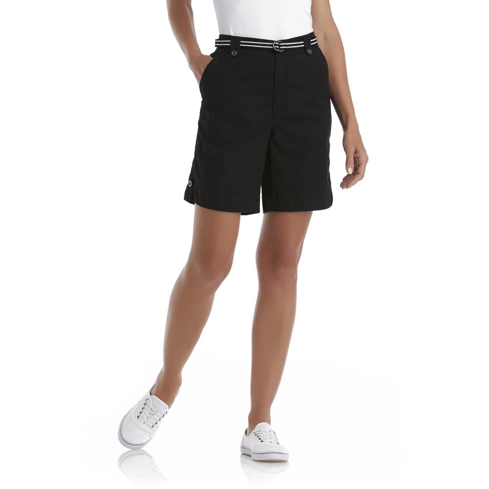 Basic Editions Women's Cotton Twill Bermuda Shorts & Belt