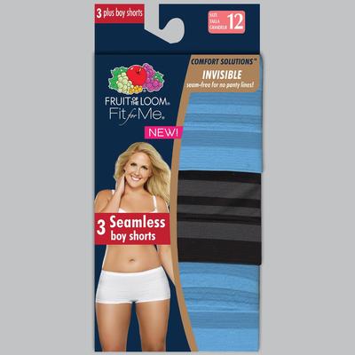 Fruit of the Loom Women's Plus 3-Pack Fit for Me Seamless Boy Shorts