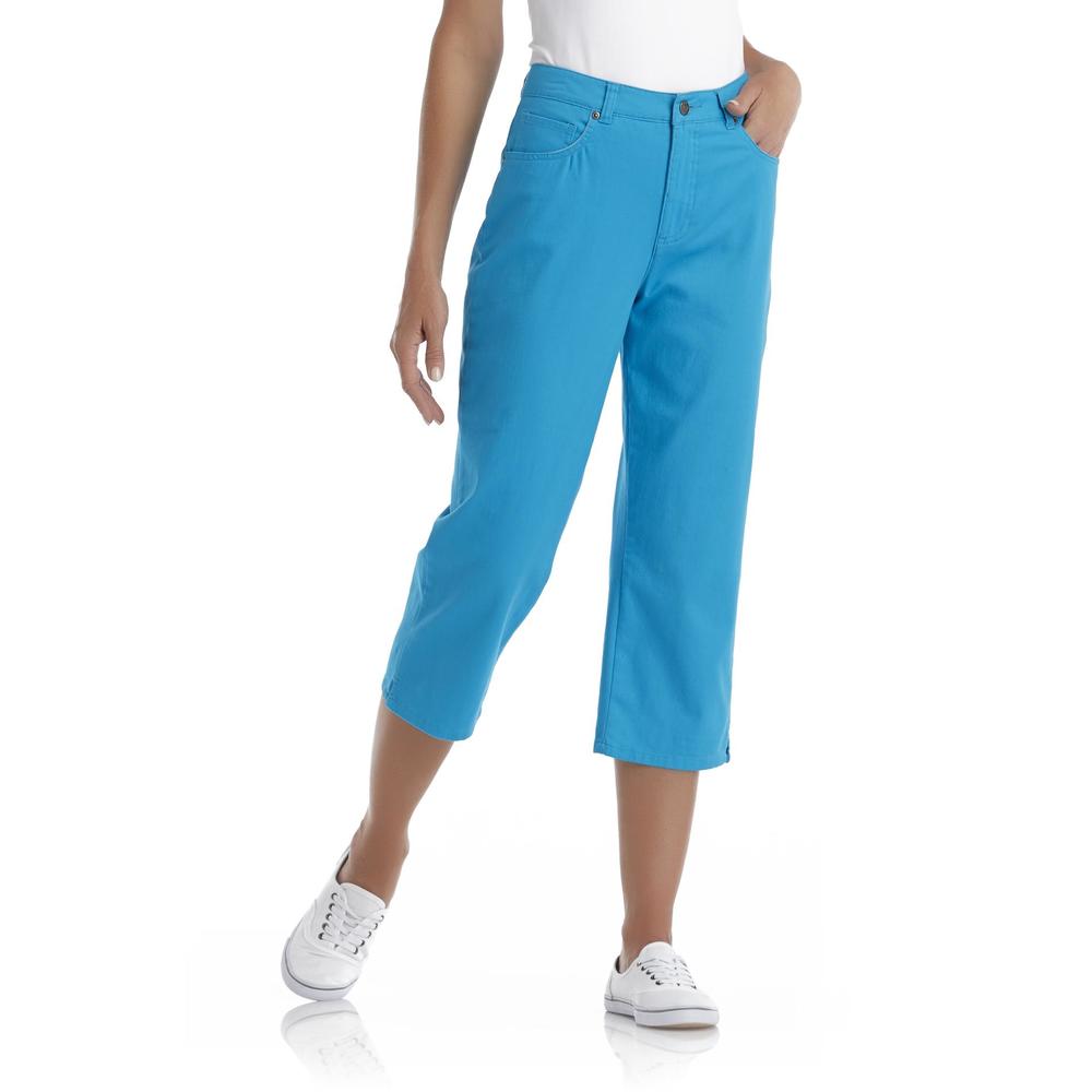 Basic Editions Women's Stretch Khaki Capri Pants