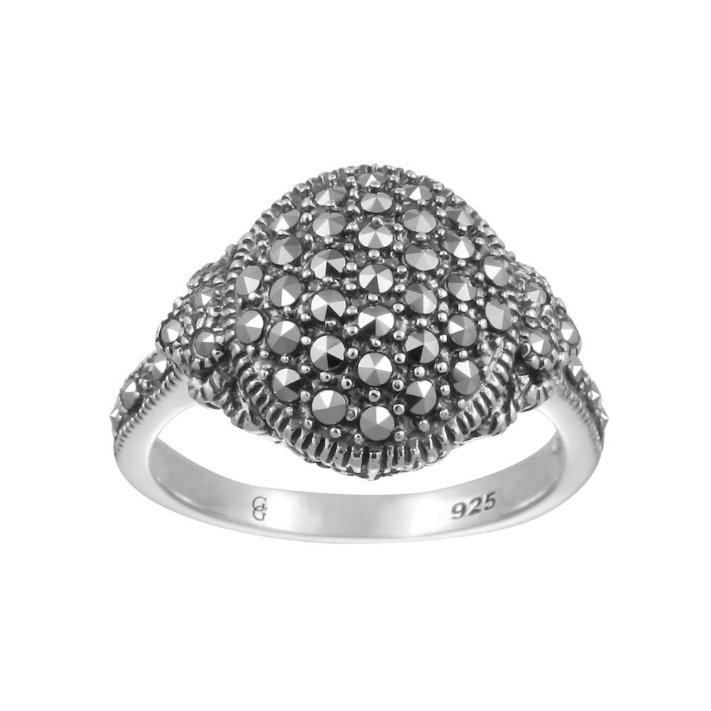 Mac's Sterling Silver Oval Shape Ring Set with Marcasite