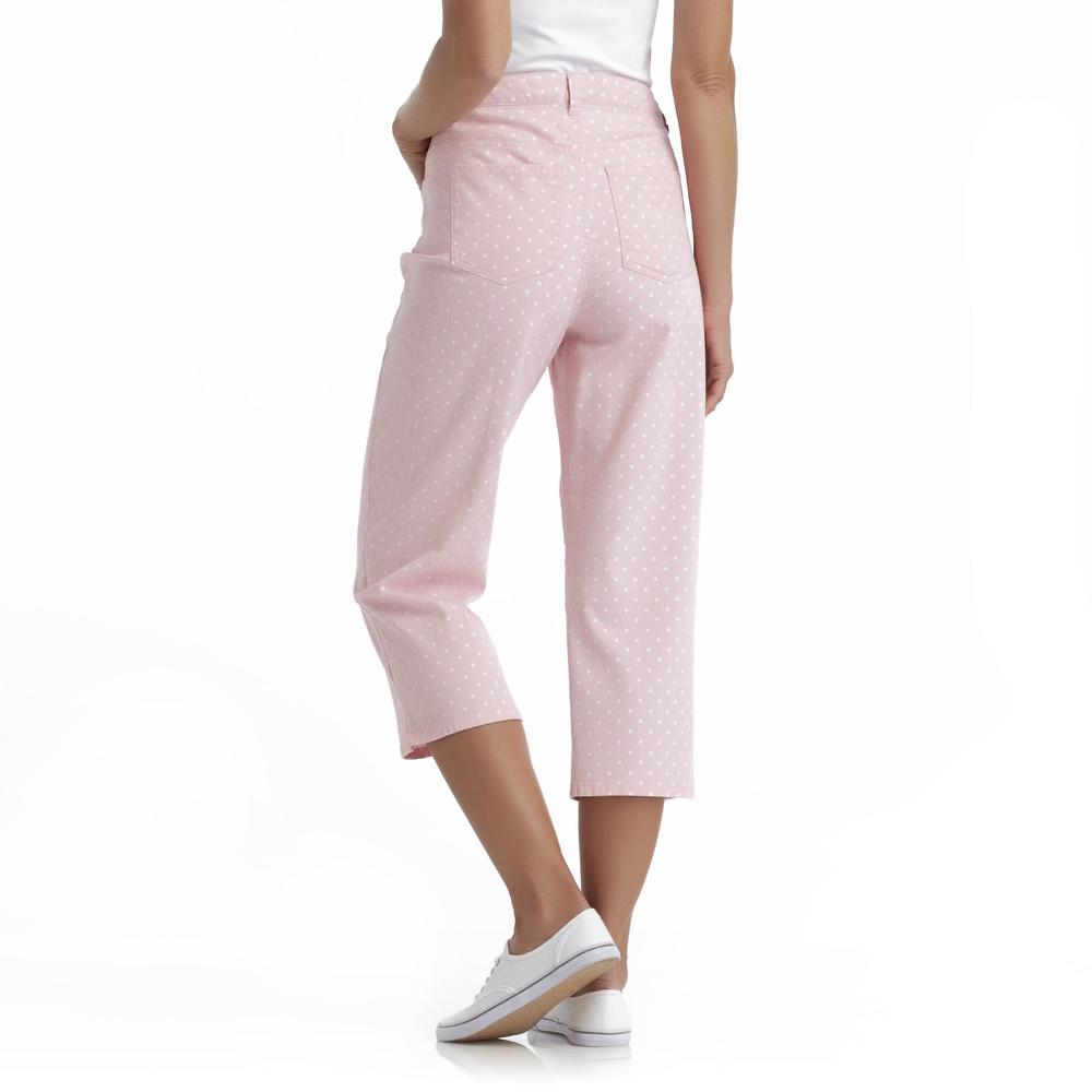 Basic Editions Women's Capri Pants - Polka Dot