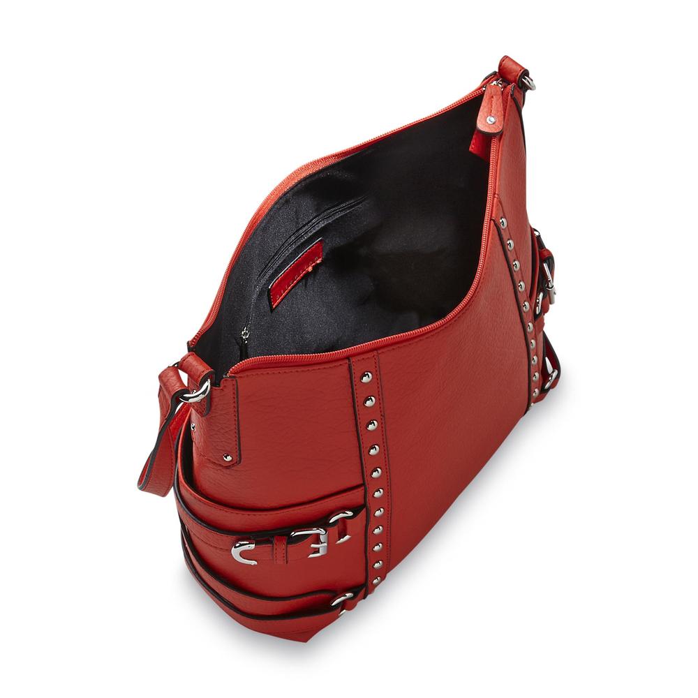 Attention Women's Riveted Strappy Hobo Handbag
