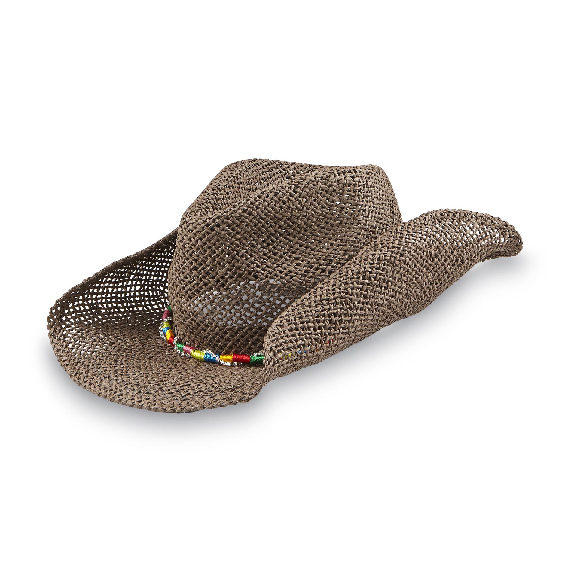 Joe Boxer Women's Banded Straw Cowgirl Hat