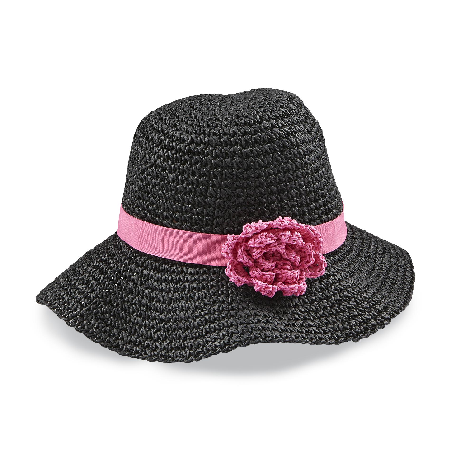 Jaclyn Smith Women's Straw Cloche Hat - Flower Pin