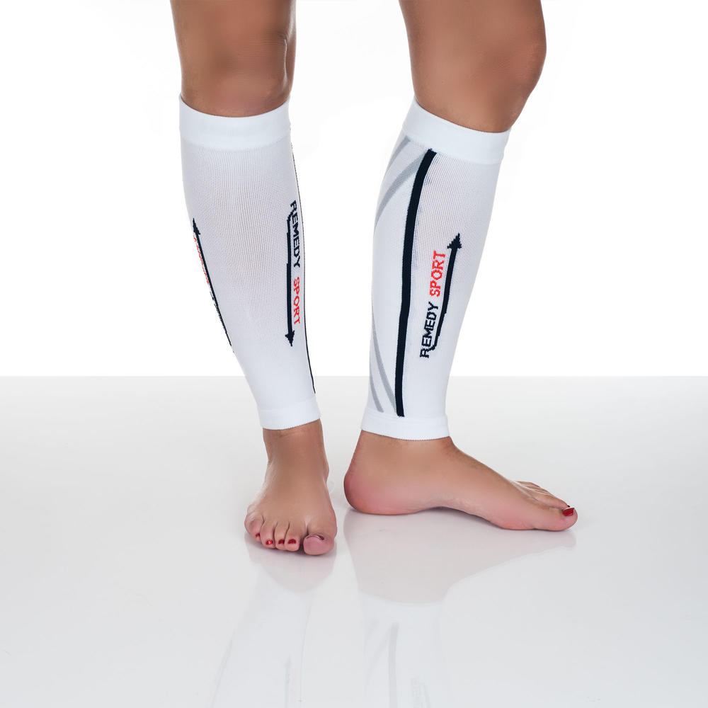 Remedy Calf Compression Running Sleeve Socks - White