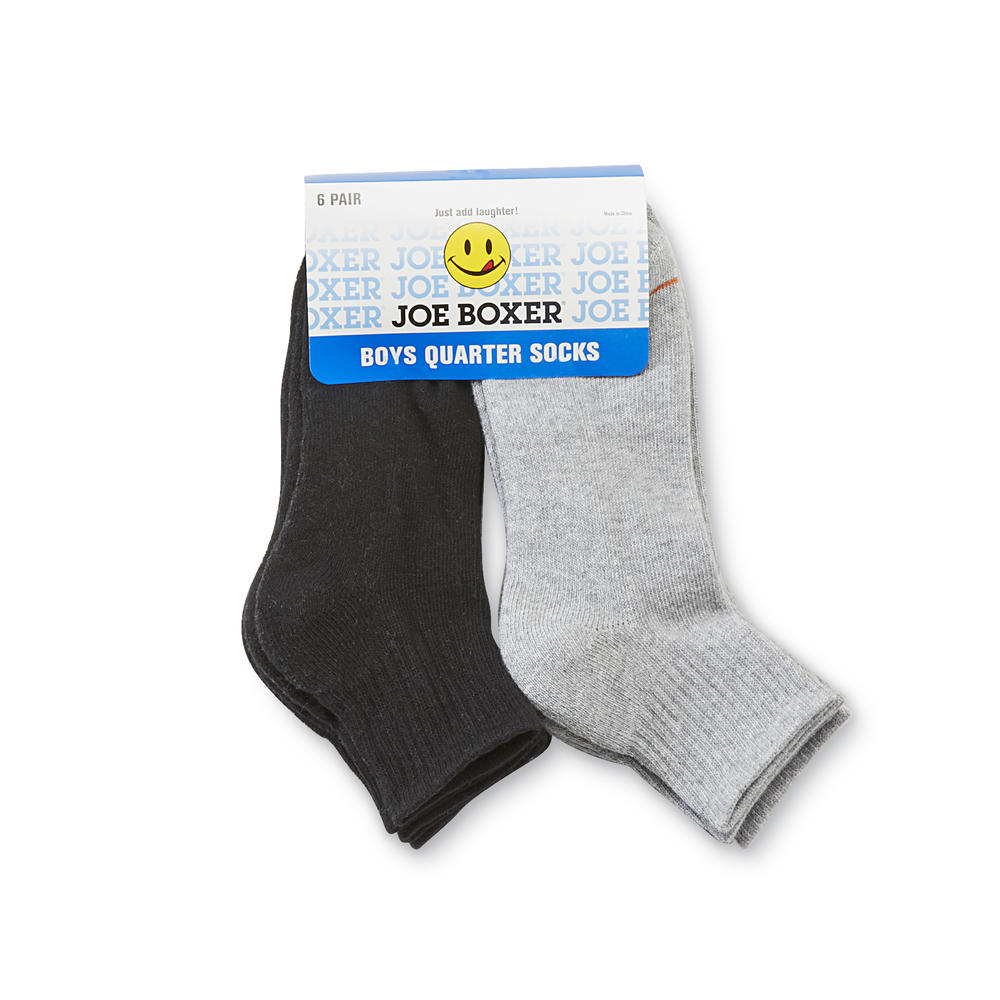 Joe Boxer Boy&#39;s 6-11 Six-Pair Quarter Socks - Gray/Black