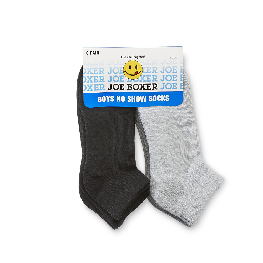 Joe Boxer Boy&#39;s 6-11 Six-Pair No Show Socks - Gray/Black