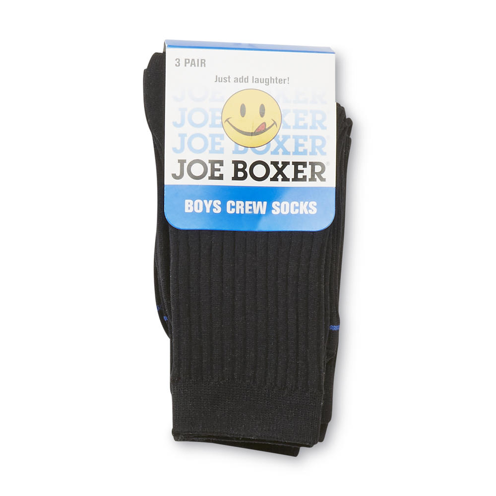 Joe Boxer Boy&#39;s 6-11 3-Pair Solid Crew Socks - Black