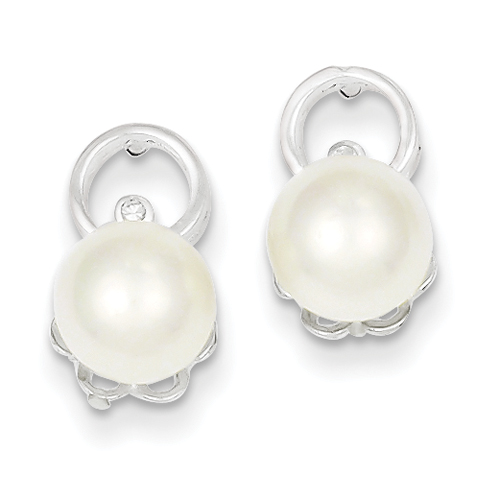 goldia Sterling Silver Freshwater Cultured Pearl & CZ Post Earrings