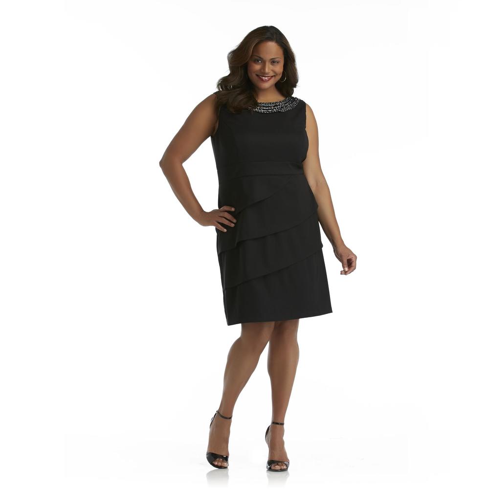 Connected Apparel Women's Plus Tiered Dress