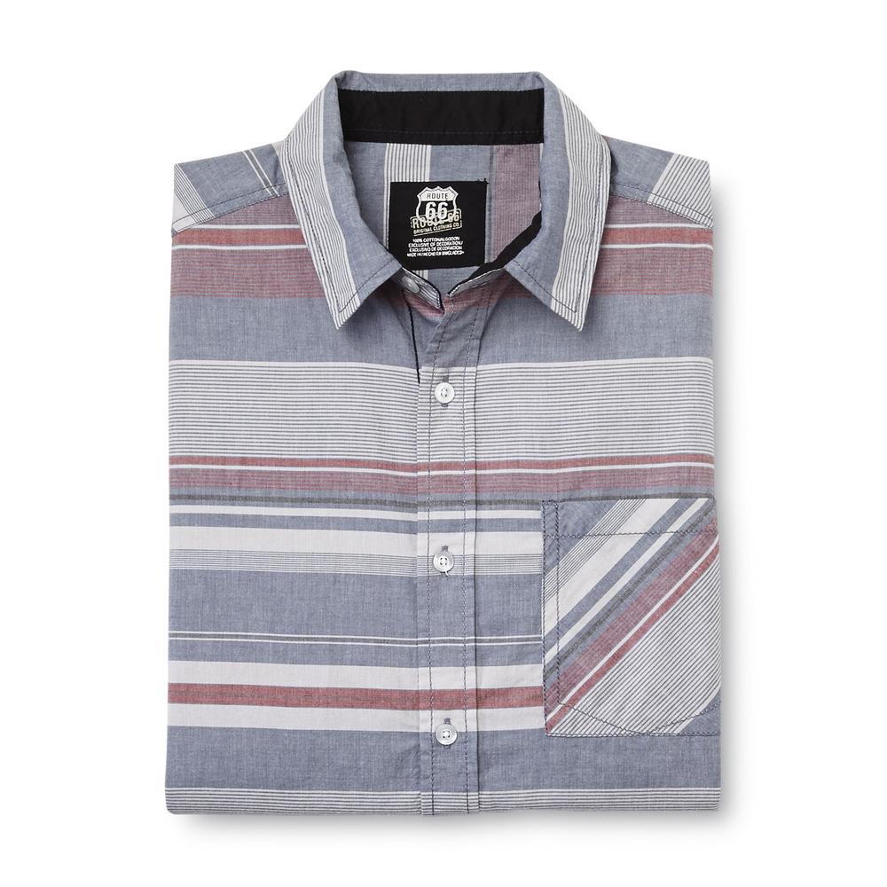 Route 66 Men's Button-Front Shirt - Striped