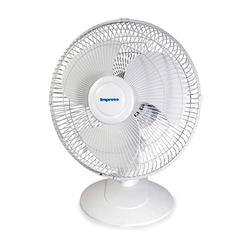 Impress 12 Inch 3 Speed Oscillating Table Fan in White