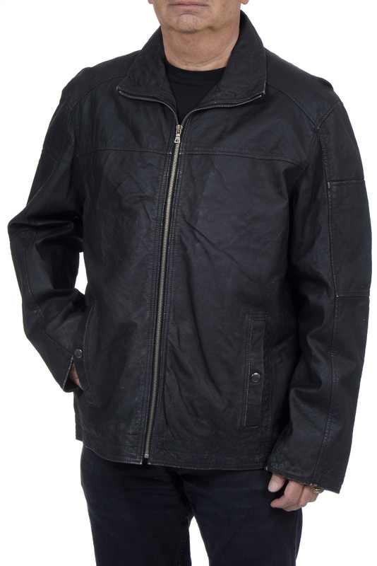 Excelled Men's Washed Nappa Stand Collar Jacket - Online Exclusive