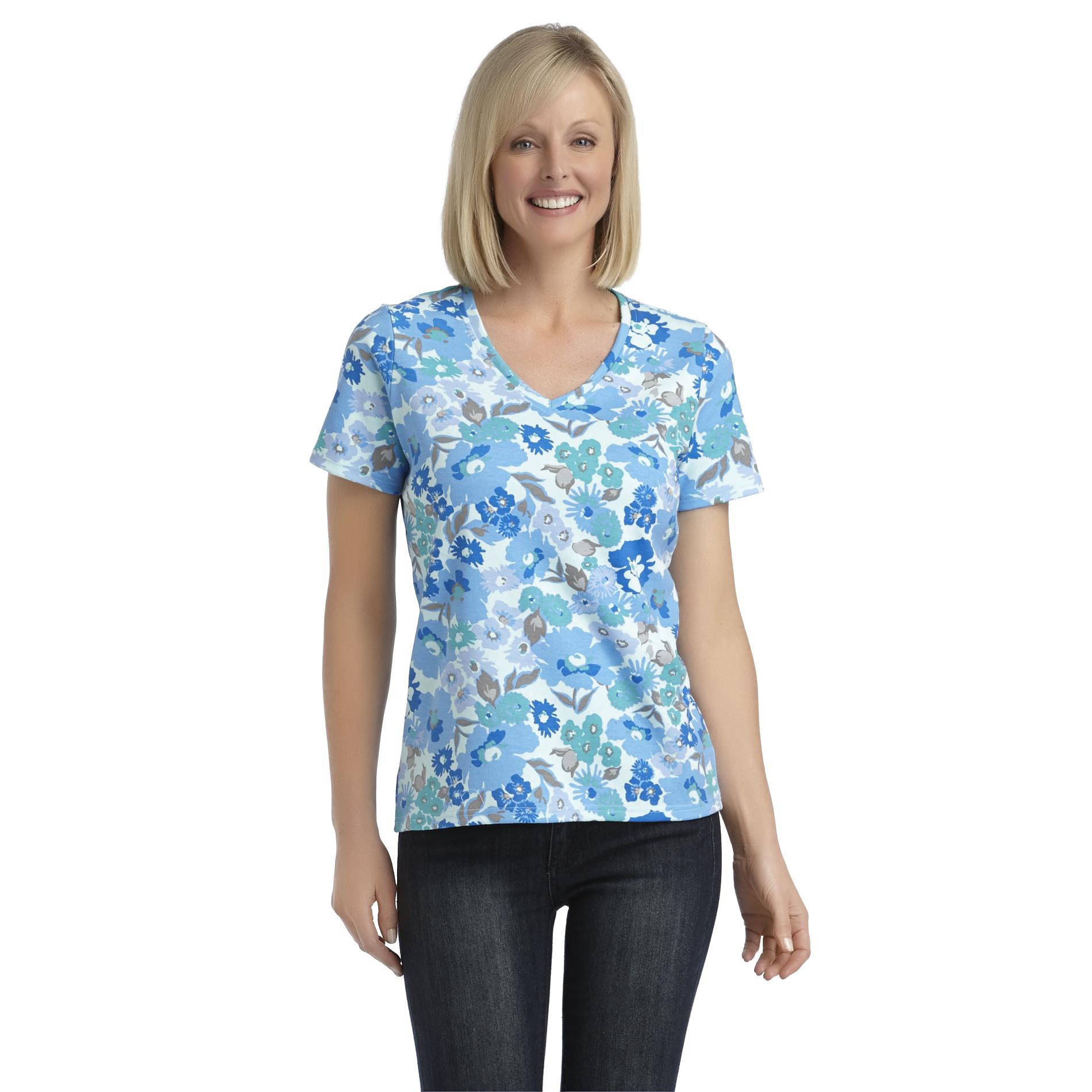 Basic Editions Women's Relaxed Fit T-Shirt - Floral