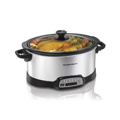 Hamilton Beach Brands Inc. hamilton beach (33473) slow cooker crock with touch pad and flexible easy programming options, 7 quart dishwasher safe pot, sil