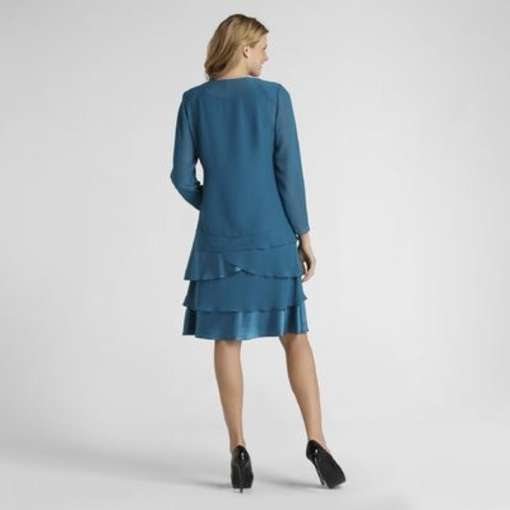 Sally Lou Fashions Women's Sleeveless Dress & Open-Front Jacket