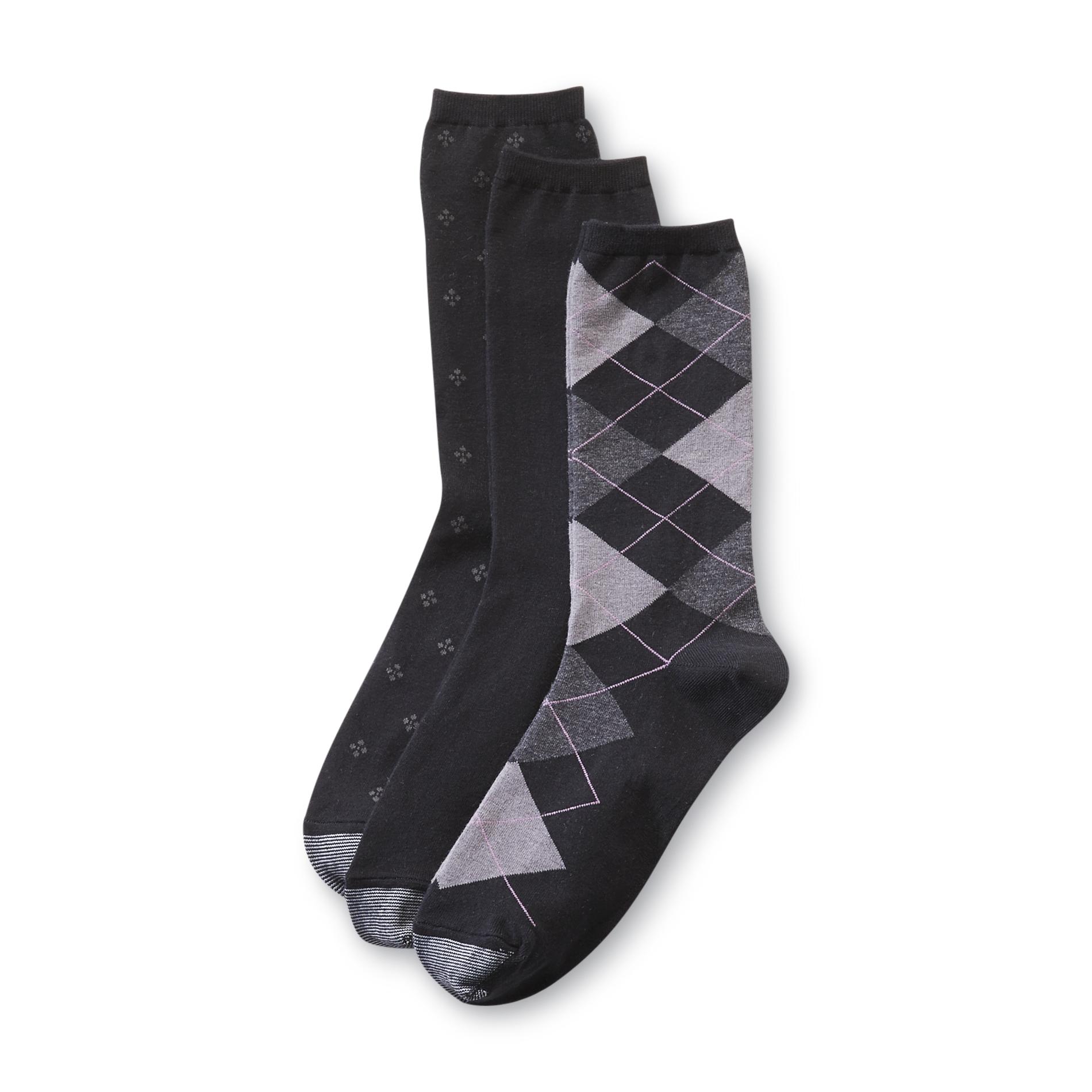 Women's Plus Assorted Pattern Socks Three-Pack