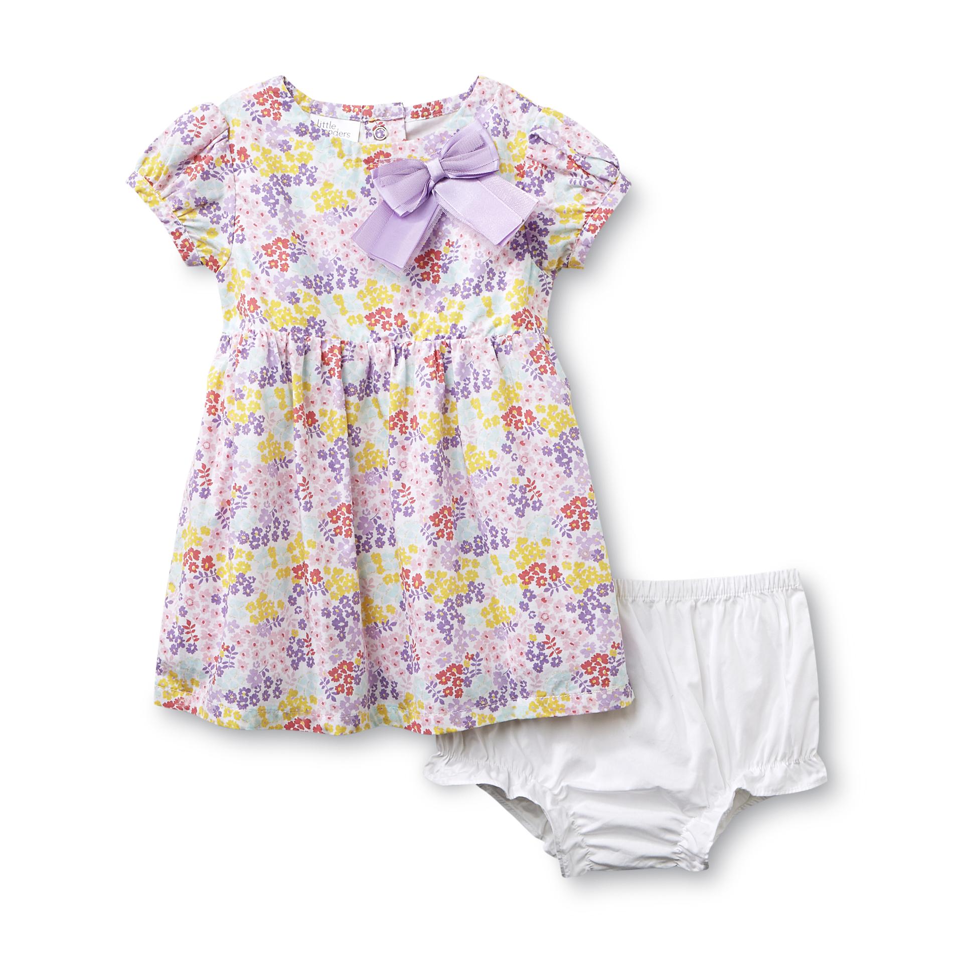 Little Wonders Newborn Girl's Dress & Diaper Cover - Floral
