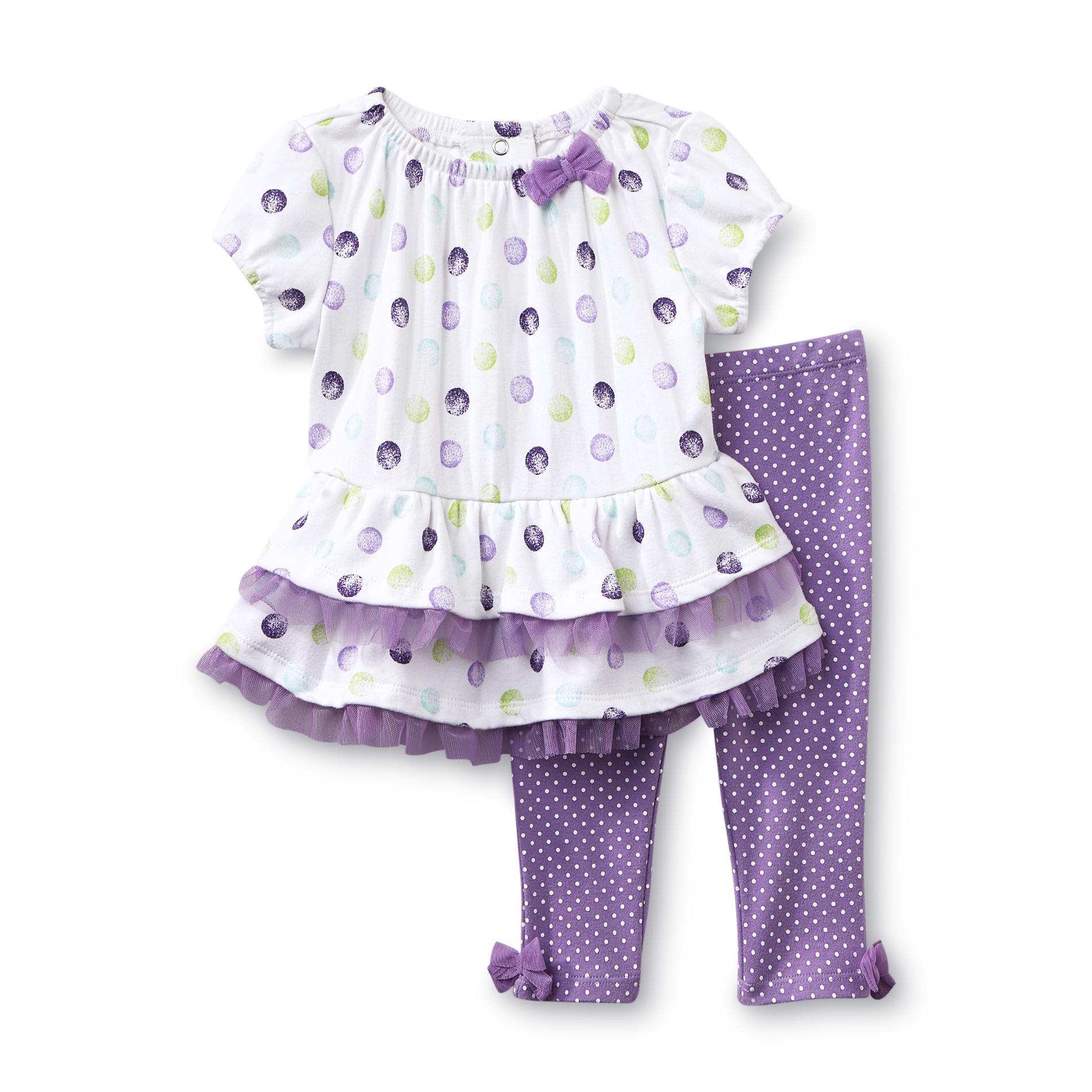 Little Wonders Newborn Girl's Skirted Tunic & Leggings - Polka Dots