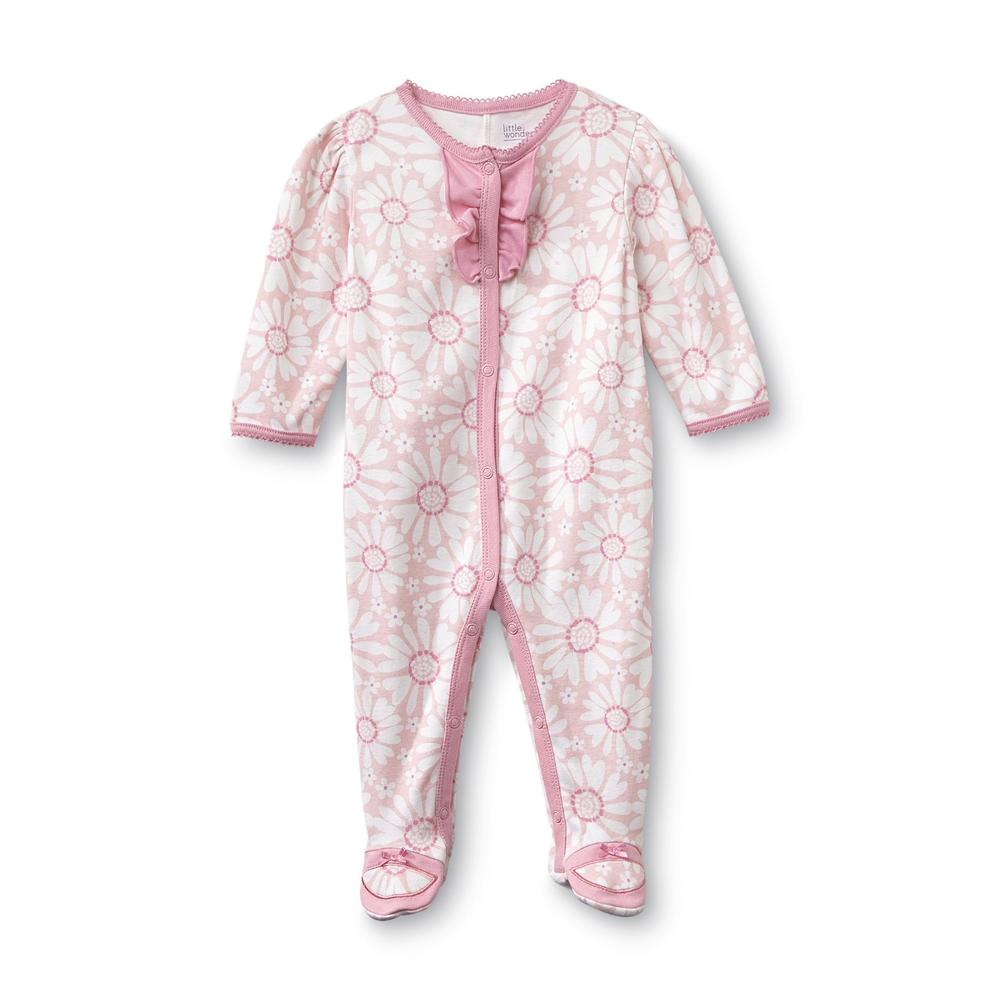 Little Wonders Newborn Girl's Footed Pajamas - Flowers