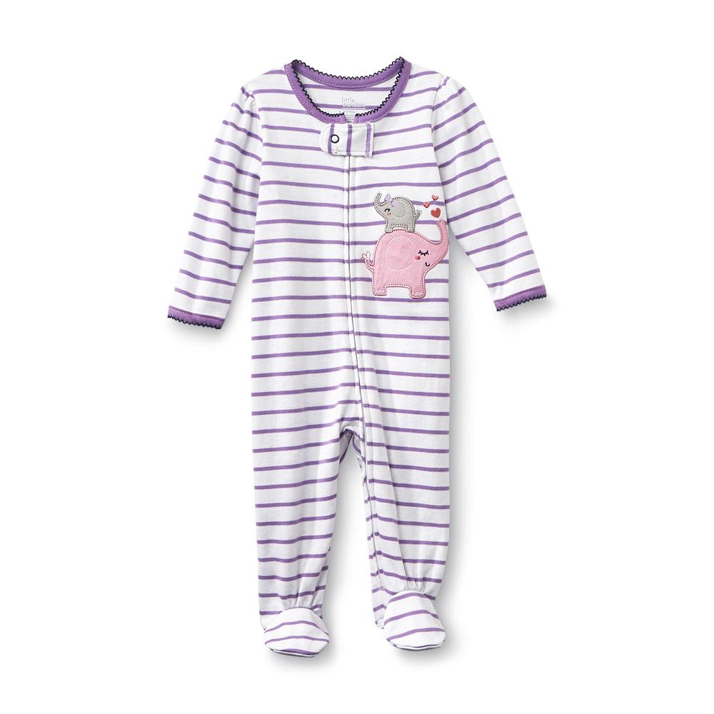 Little Wonders Newborn Girl's Footed Pajamas - Elephants