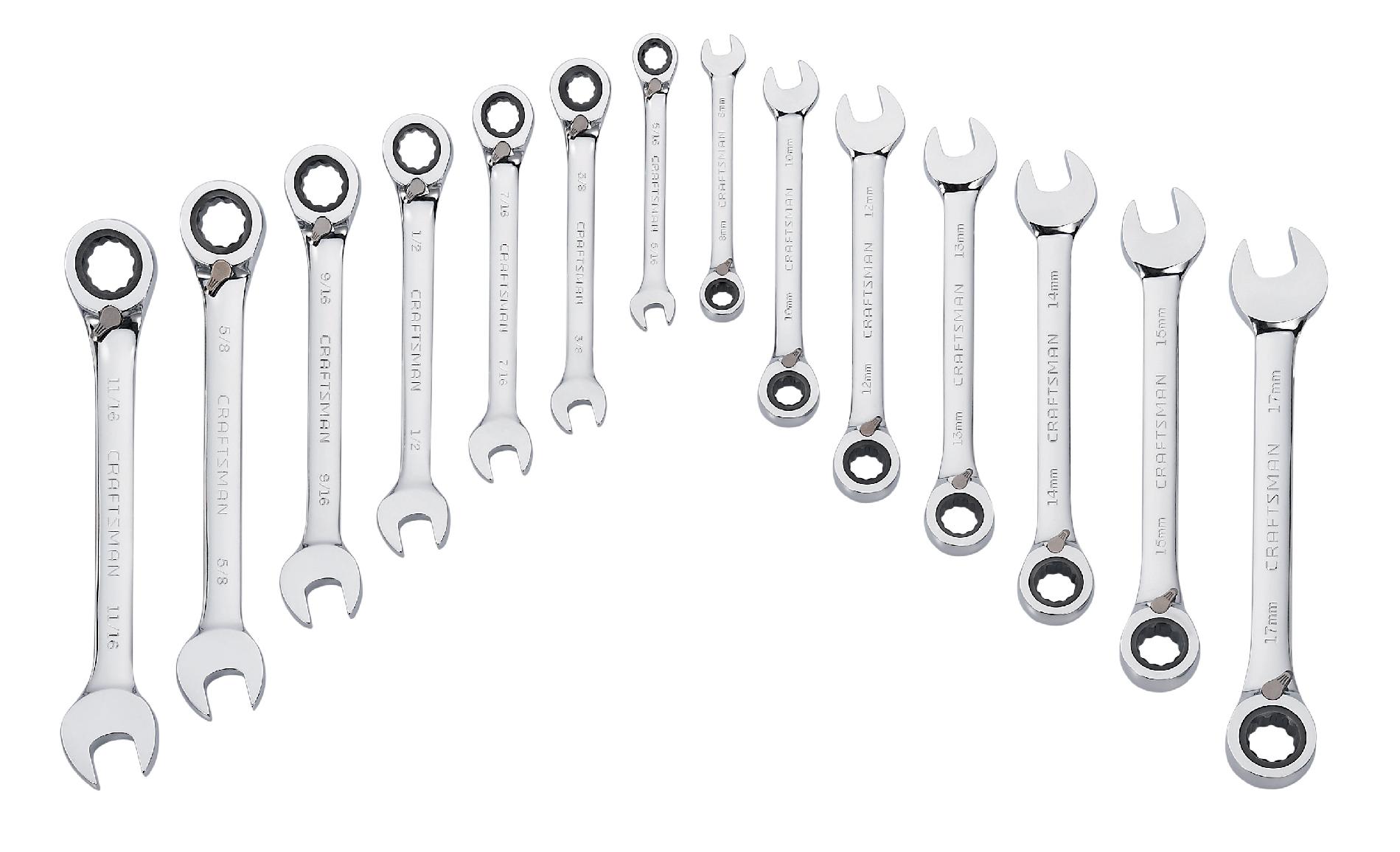 Craftsman 14-Piece Inch and Metric Reversible Ratcheting Combination Wrench Set