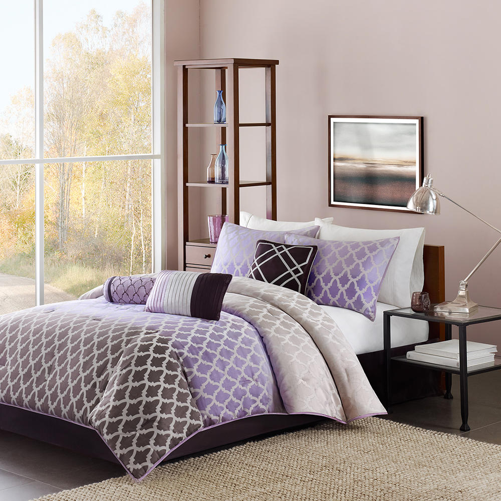 Madison Classics Bailey 7 Piece Cal King Comforter Set in Purple