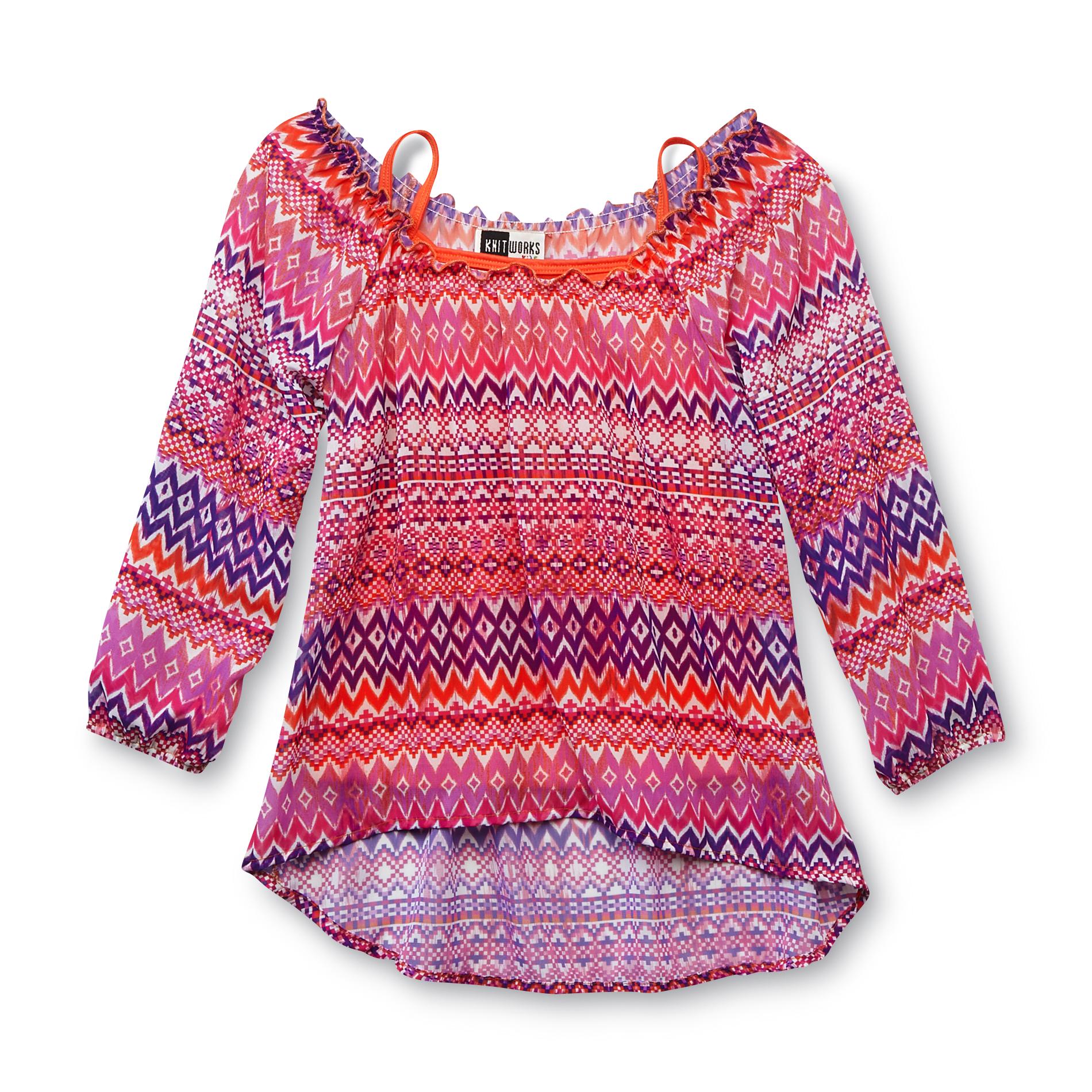 Knitworks Kids Girl's High-Low Sheer Blouse & Cami