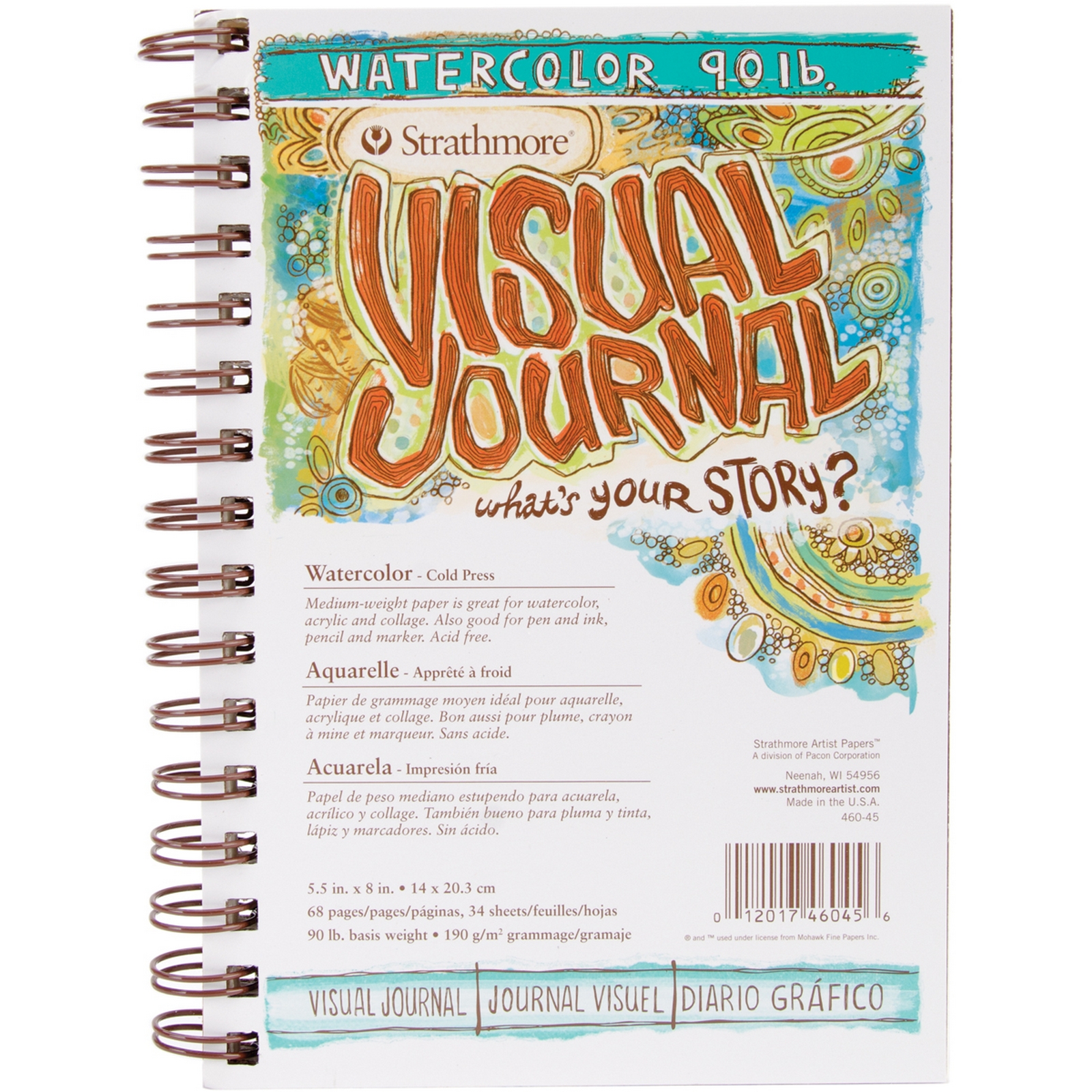 Strathmore Visual Journal Spiral Bound 5.5"X8"-90# Watercolor
