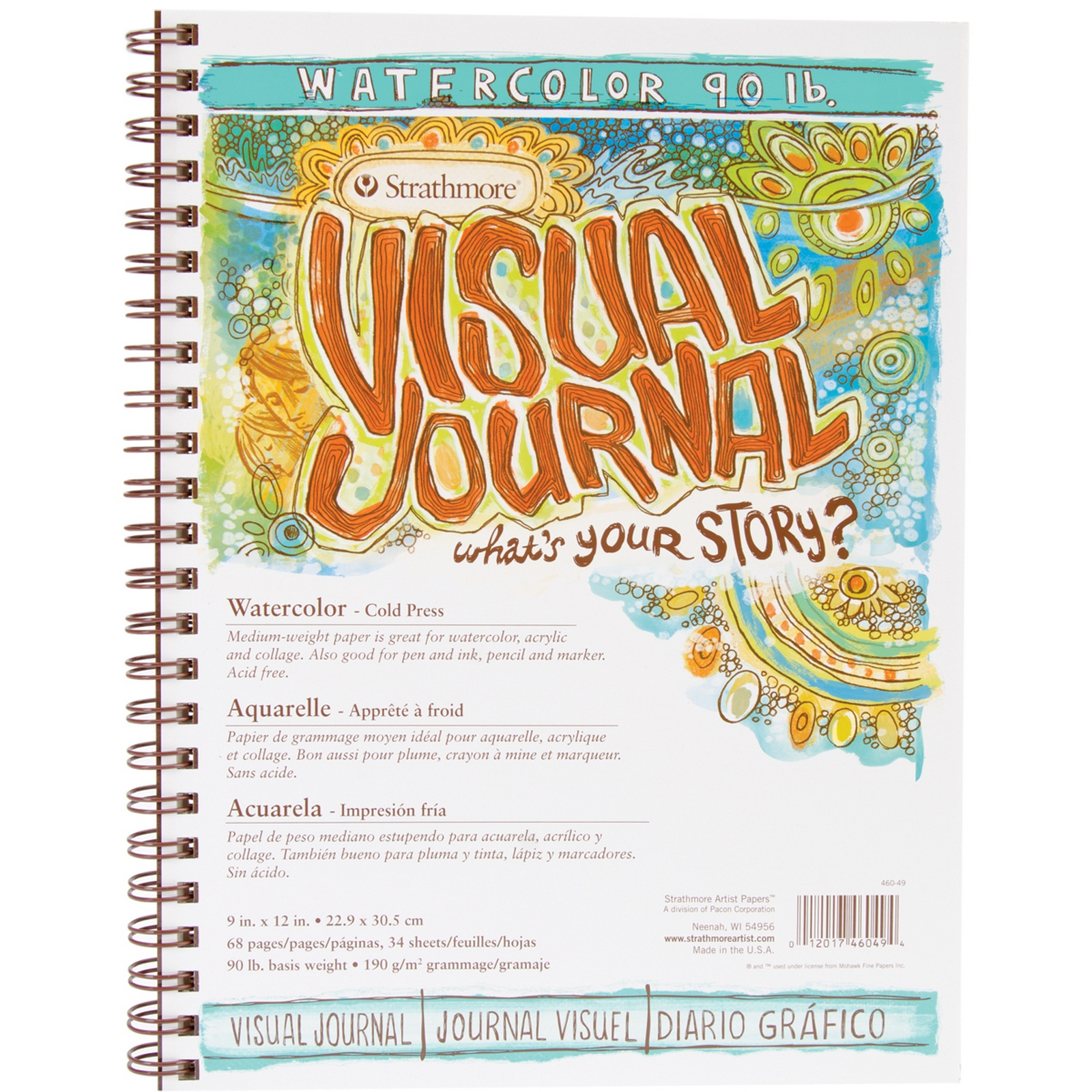 Strathmore Visual Journal Spiral Bound 9'x12"-90# Watercolor