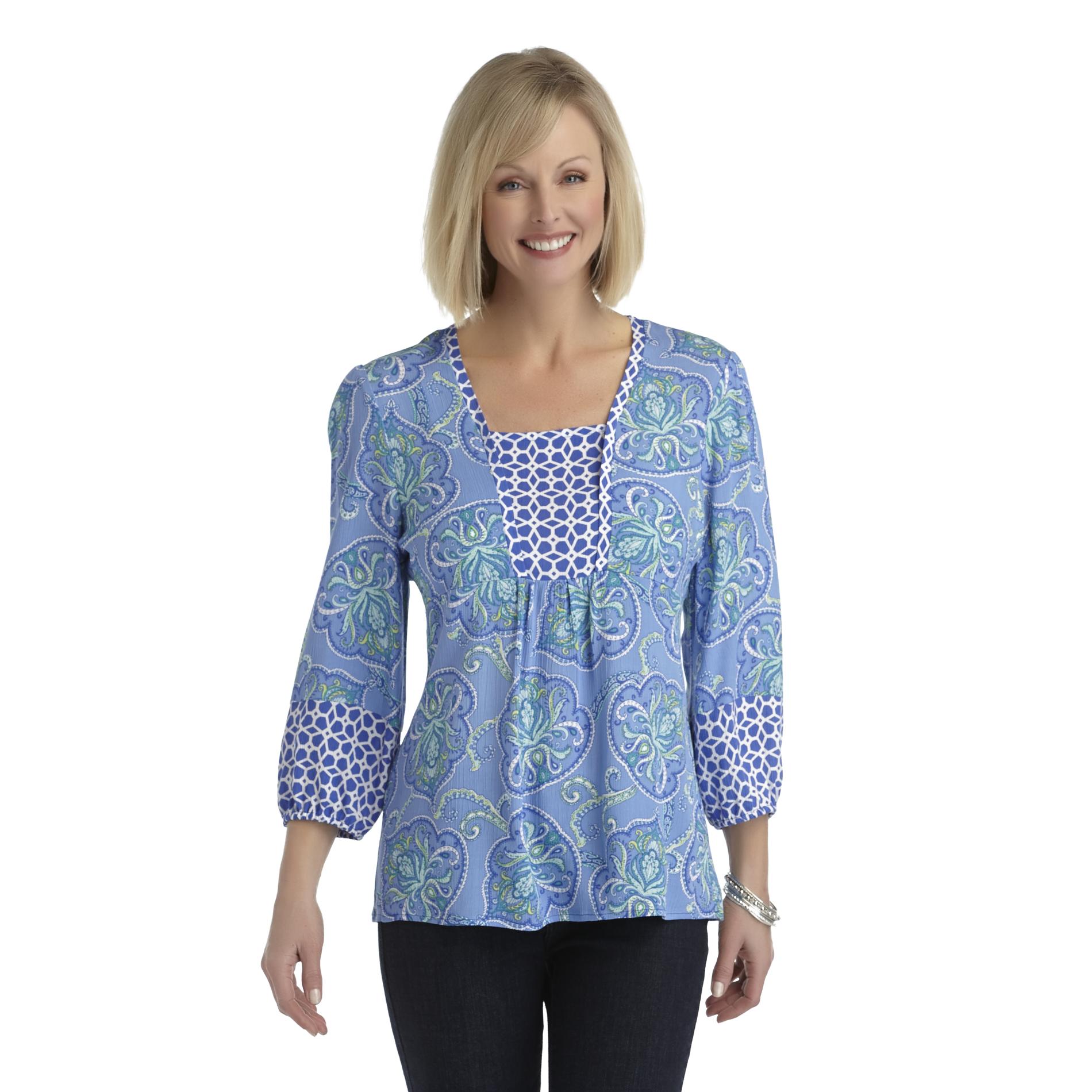 Jaclyn Smith Women's Peasant Tunic Blouse - Paisley