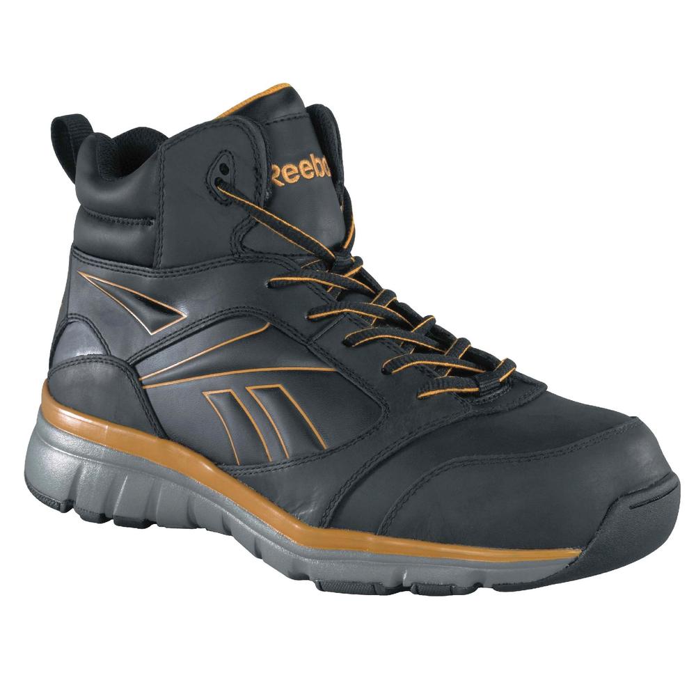 Reebok Work Men's Tarade Composite Toe 4" High Top Work Shoe RB4305 Wide Width Available - Black