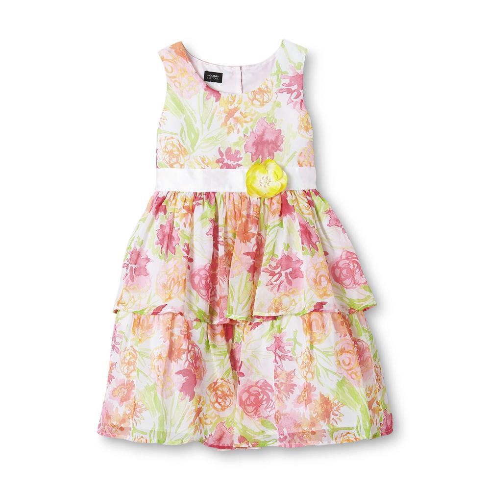 Holiday Editions Girl's Tiered Chiffon Dress - Floral