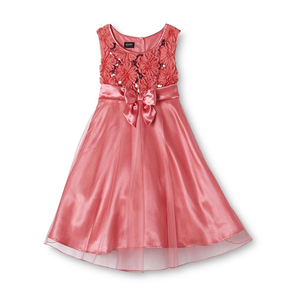 Holiday Editions Girl's Mesh Dress - Floral & Sequins