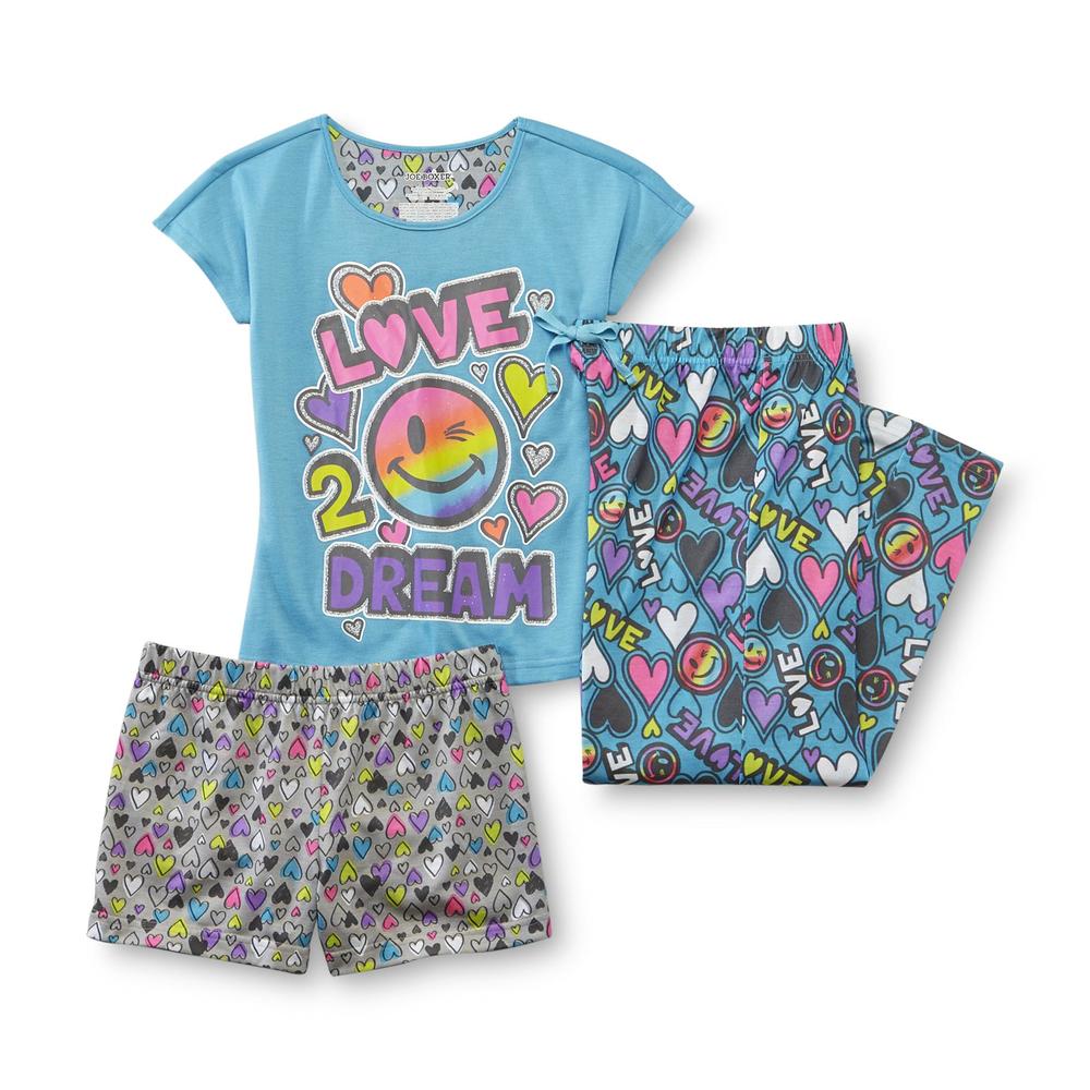 Joe Boxer Girl's Pajama Top  Pants & Shorts - Love 2 Dream