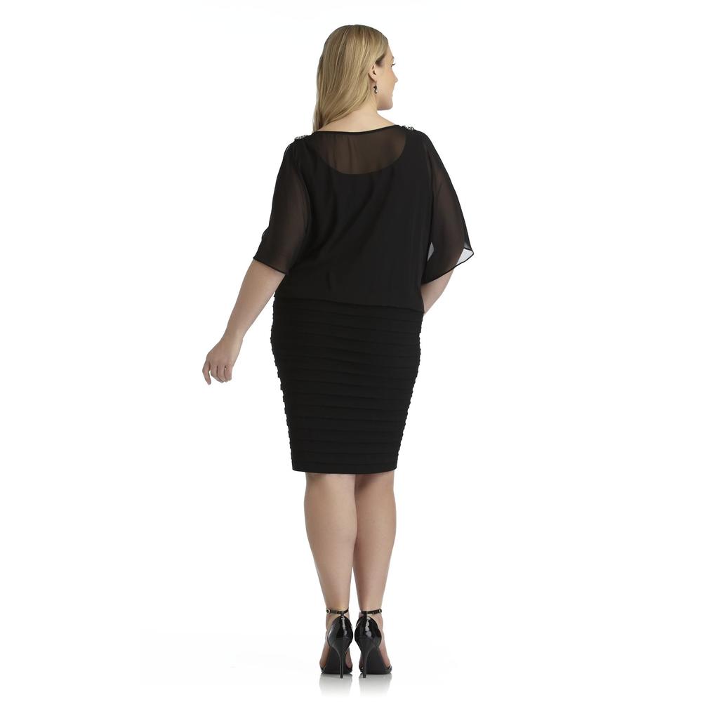 Kathy Roberts Women's Plus Chiffon Shutter-Pleat Dress