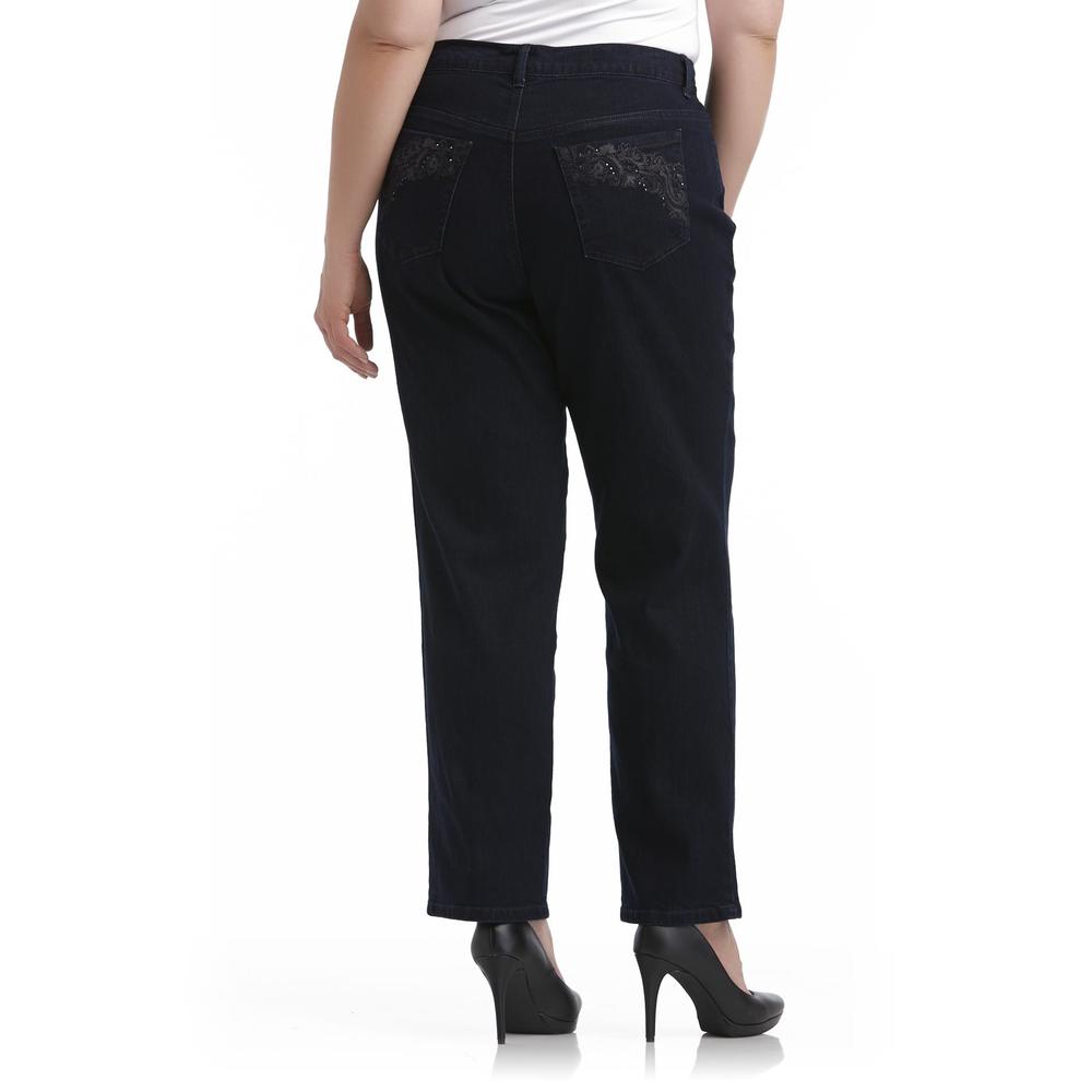 Gloria Vanderbilt Women's Plus Amanda Embroidered Bling Jeans