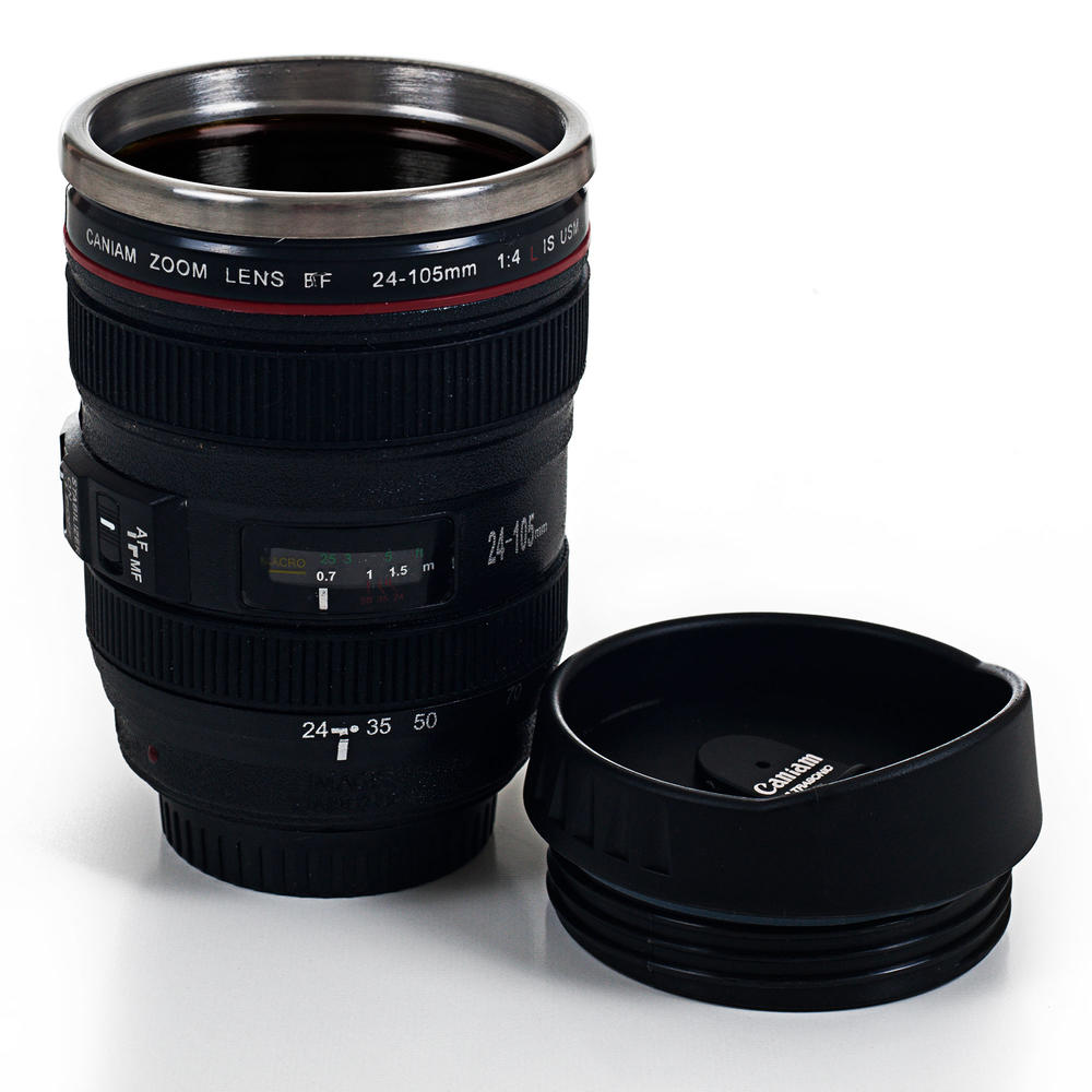 Whetstone Camera Lens Coffee Mug with Lid