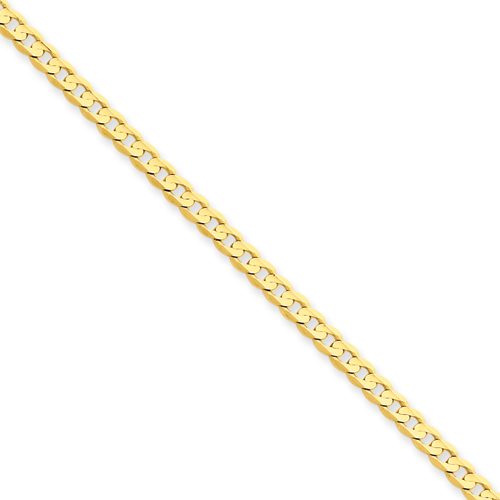 14k 3mm Open Concave Curb Chain Bracelet - 8 Inch - Lobster Claw