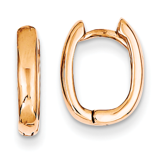14k Rose Gold Oval Hinged Hoop Earrings - JewelryWeb