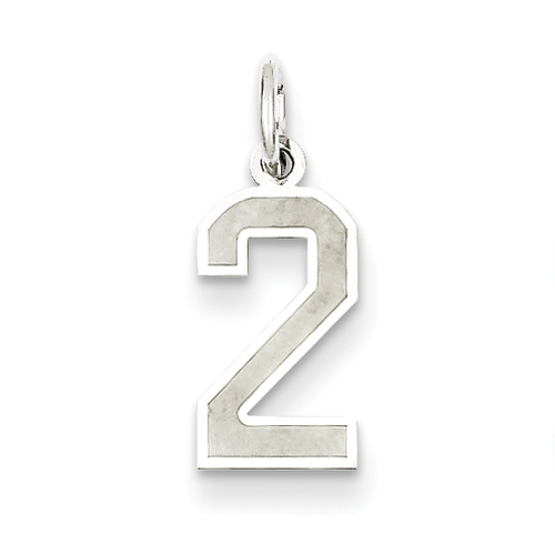 Sterling silver Small Satin Number 2 Charm.