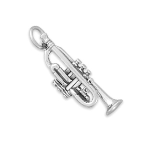 Sterling silver Trumpet Charm. Measures 29x10mm
