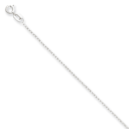 14K White Gold Carded Cable Rope Chain Necklace - 16 Inch - 0.7mm - Spring Ring - JewelryWeb